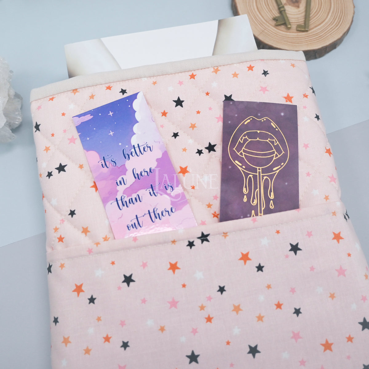 Blush Pumpkin Starlight Quilted Book Sleeve
