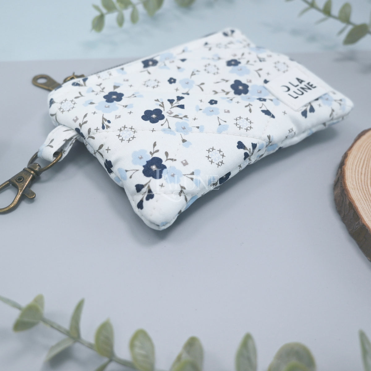 Cloud Indigo Florals Keychain Wallet