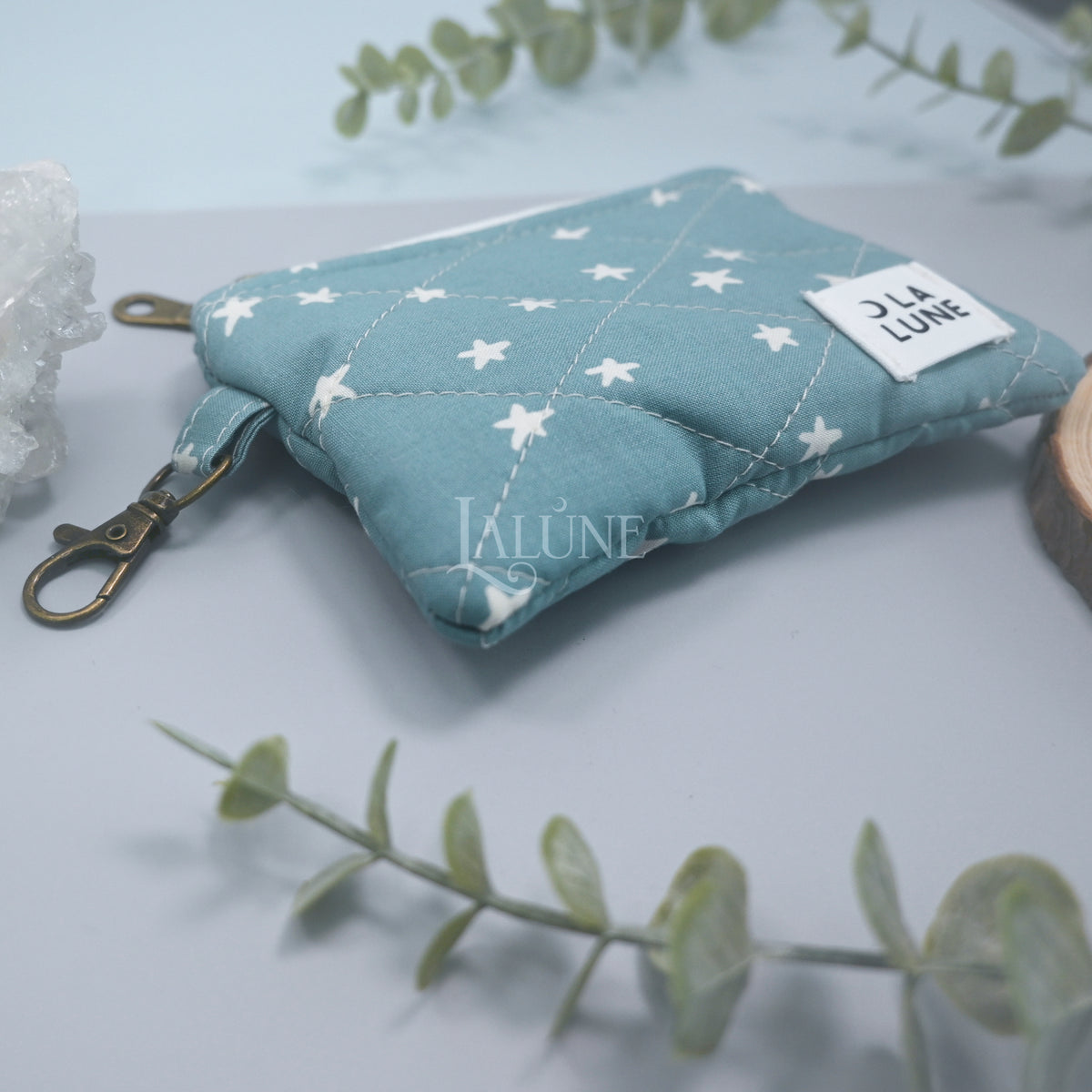Starry Soft Blue Keychain Wallet