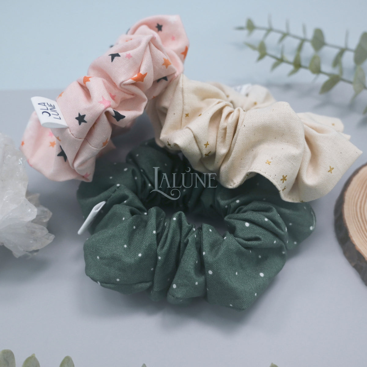Evergreen Dots Scrunchie
