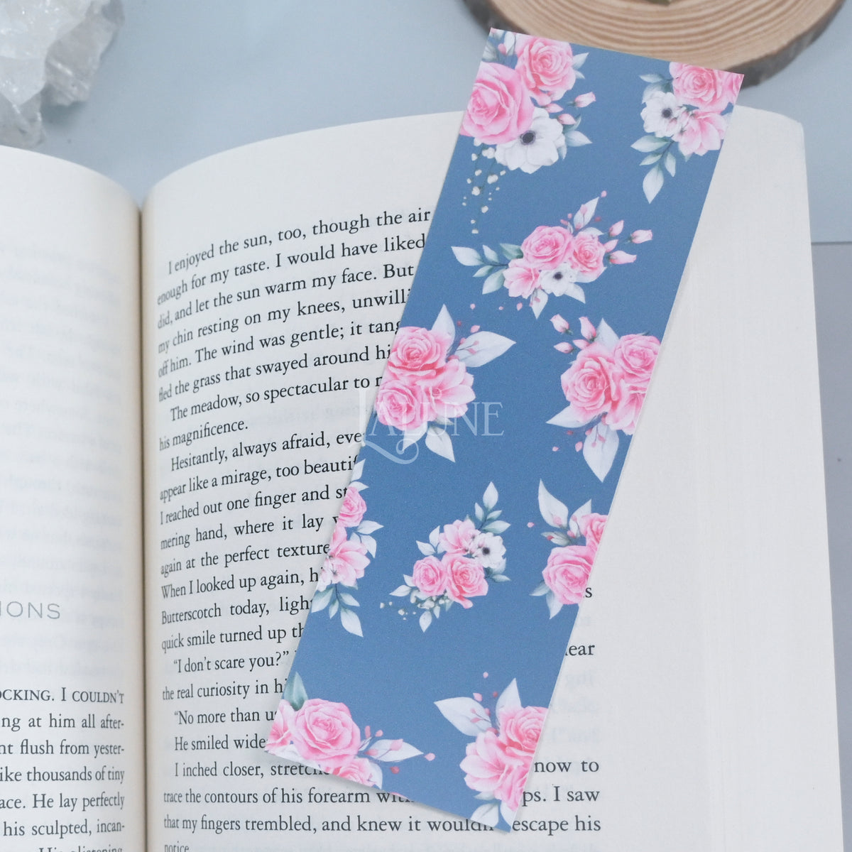 Blush and Dusty Blue Floral Bookmark