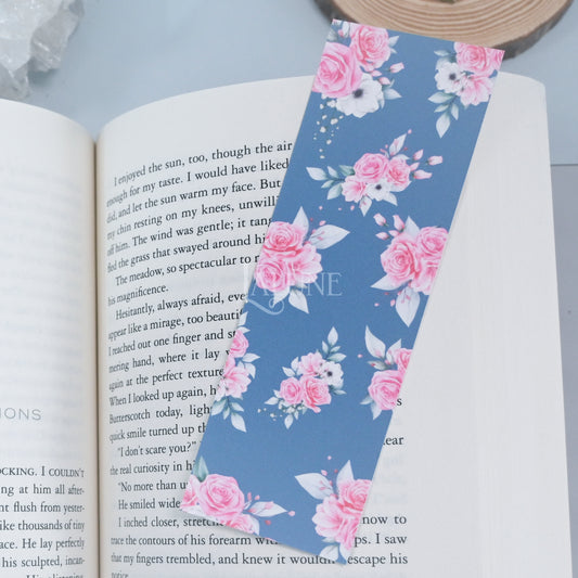 Blush and Dusty Blue Floral Bookmark