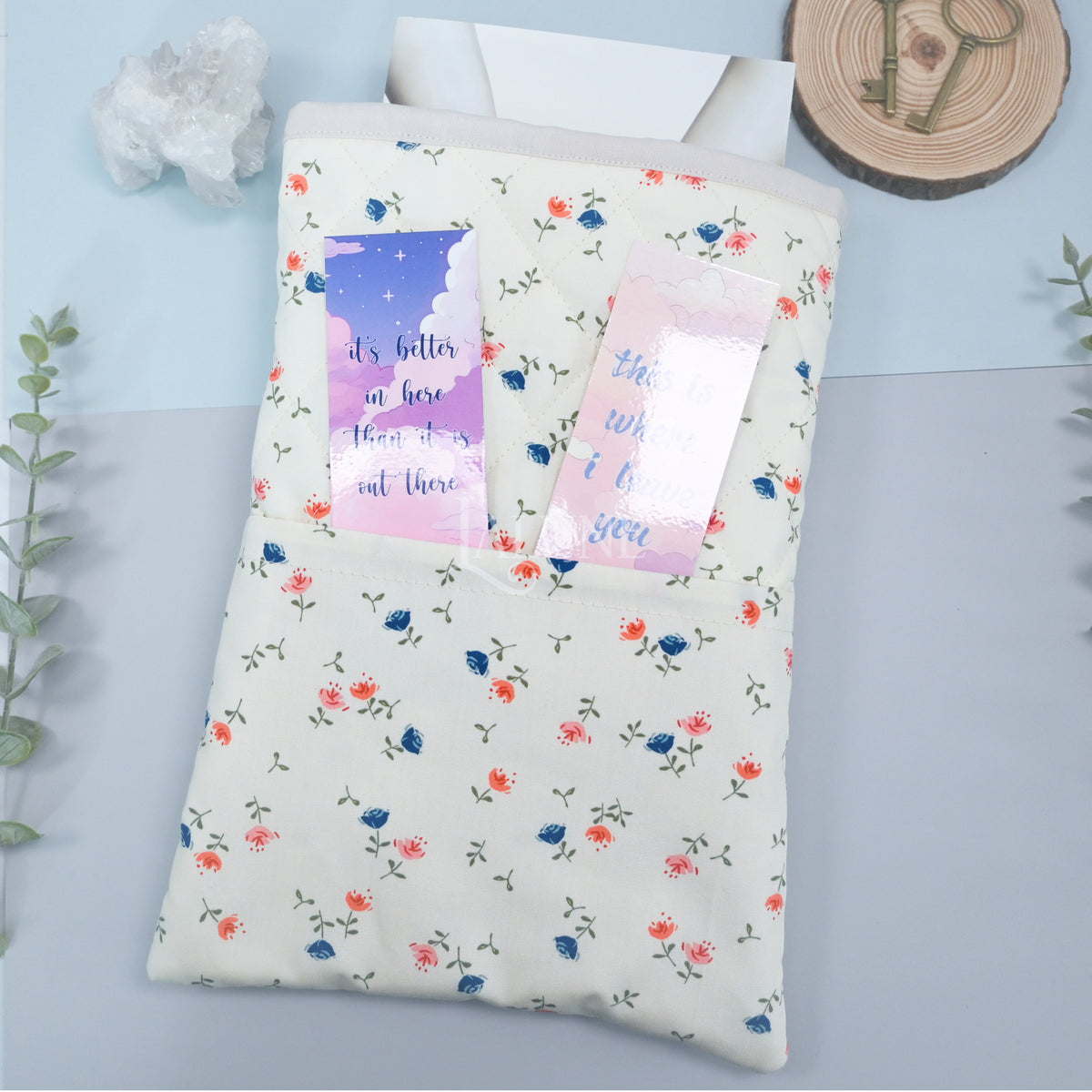 Butter Yellow Florals Quilted Book Sleeve
