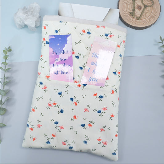 Butter Yellow Florals Quilted Book Sleeve