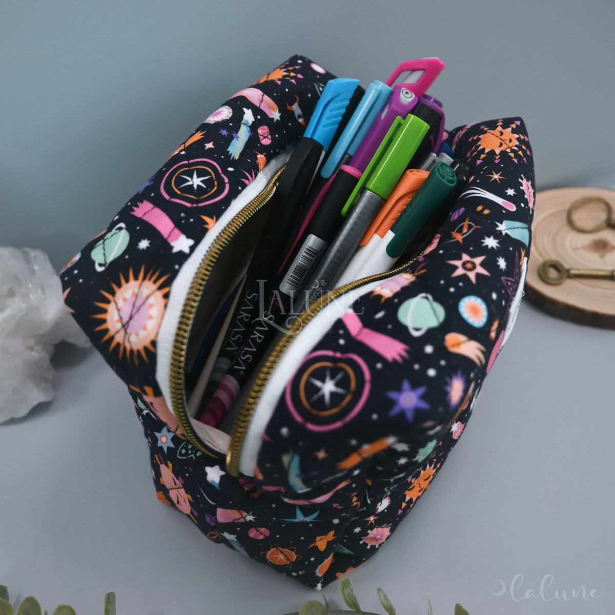Dusty Blue Metallic Starlight Boxy Makeup Bag