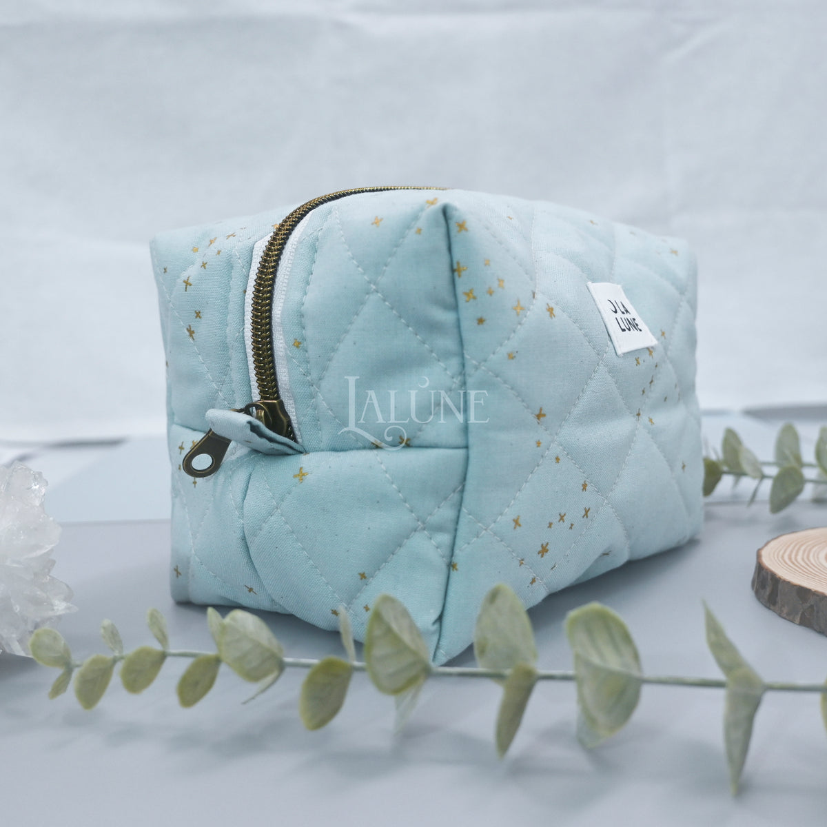 Dusty Blue Metallic Starlight Boxy Makeup Bag