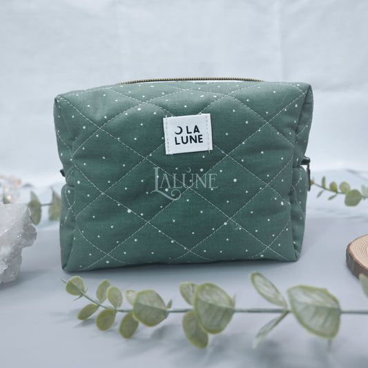 Evergreen Dots Boxy Makeup Bag