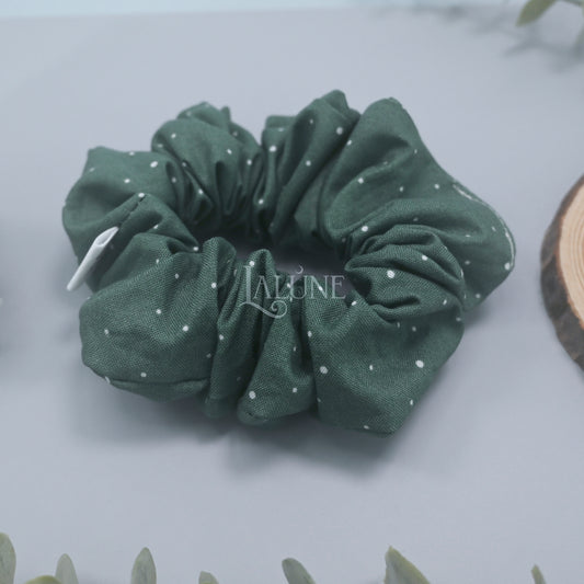 Evergreen Dots Scrunchie