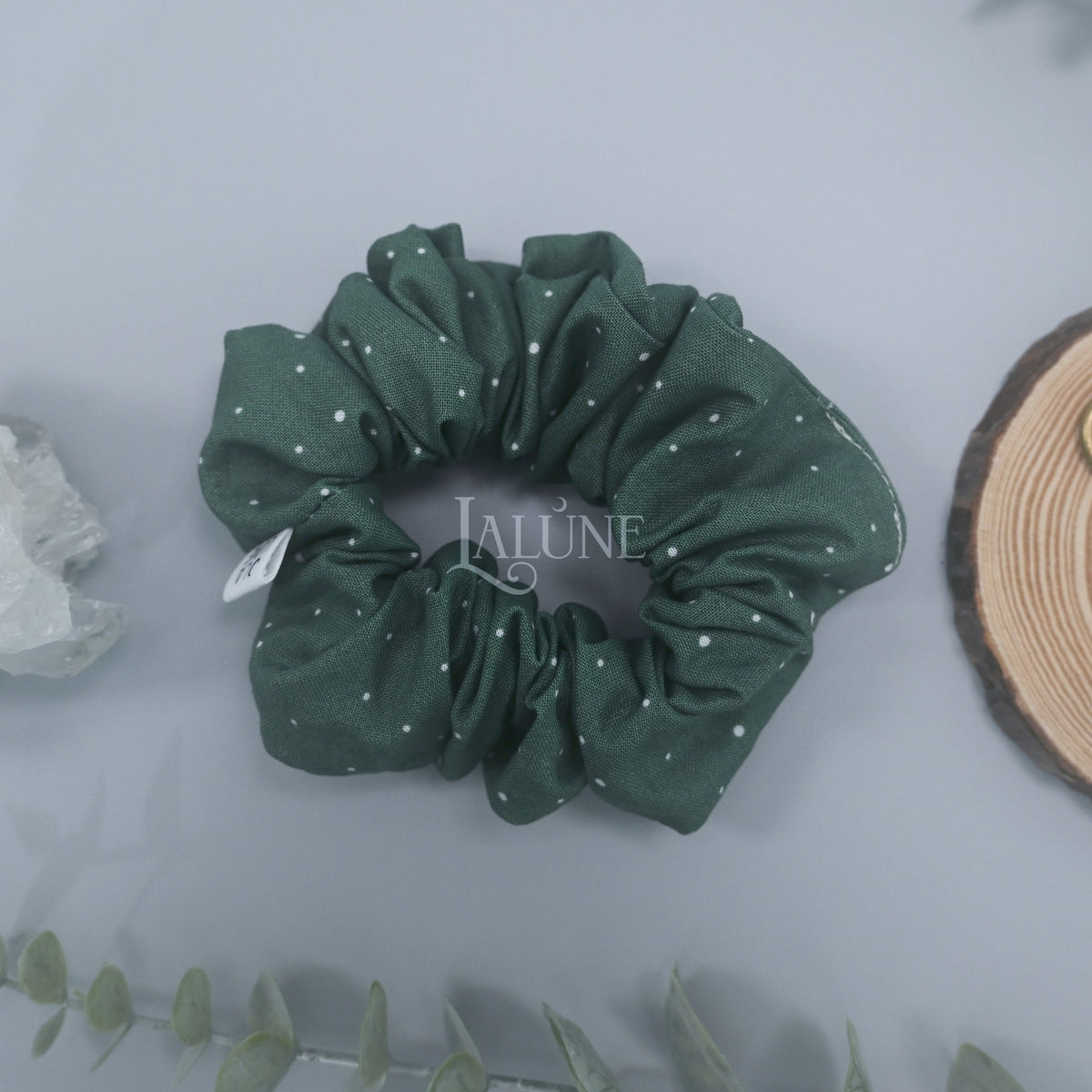 Evergreen Dots Scrunchie