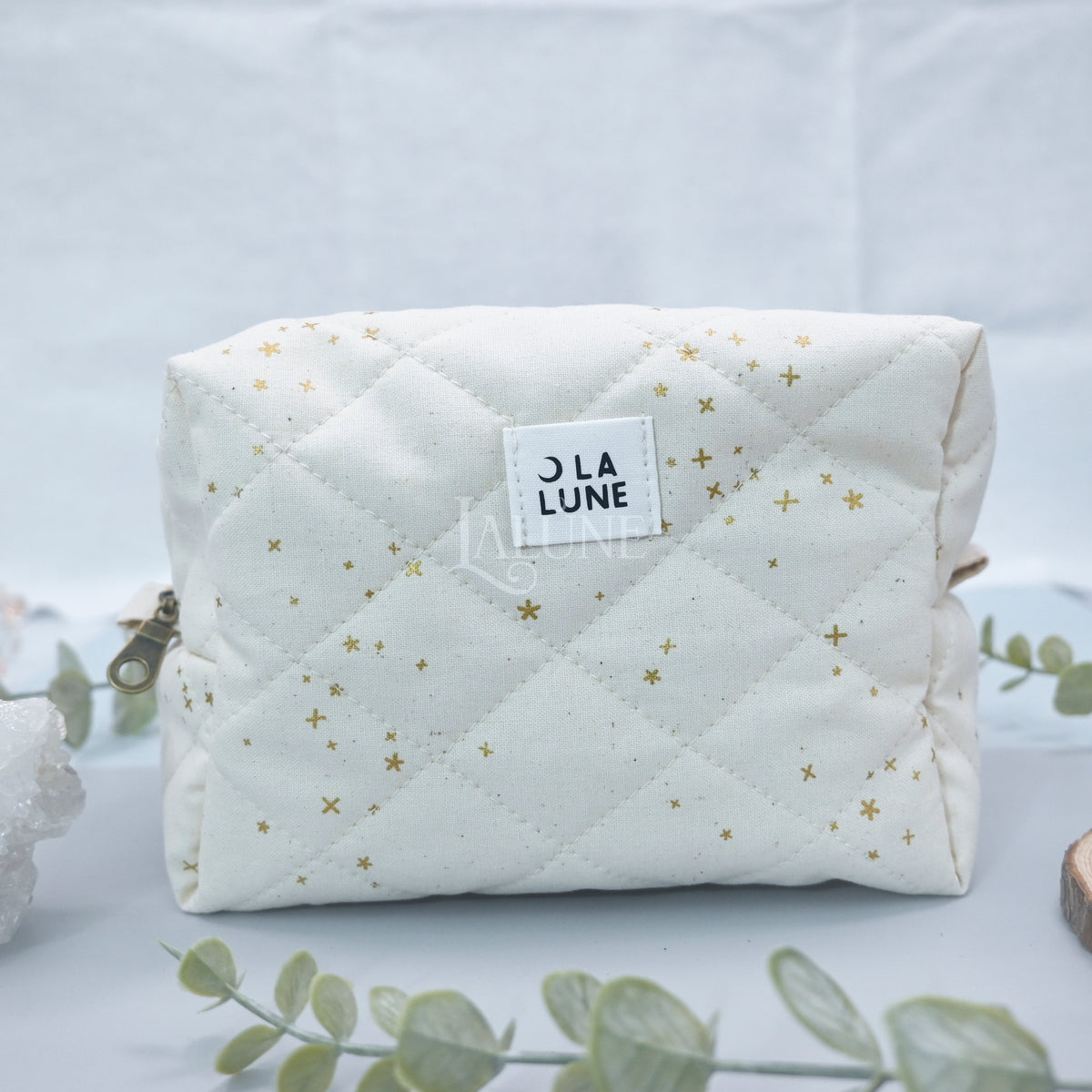 Sand Metallic Starlight Boxy Makeup Bag