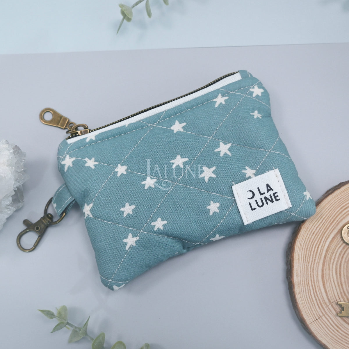Starry Soft Blue Keychain Wallet