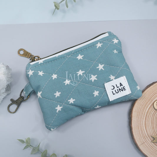 Starry Soft Blue Keychain Wallet
